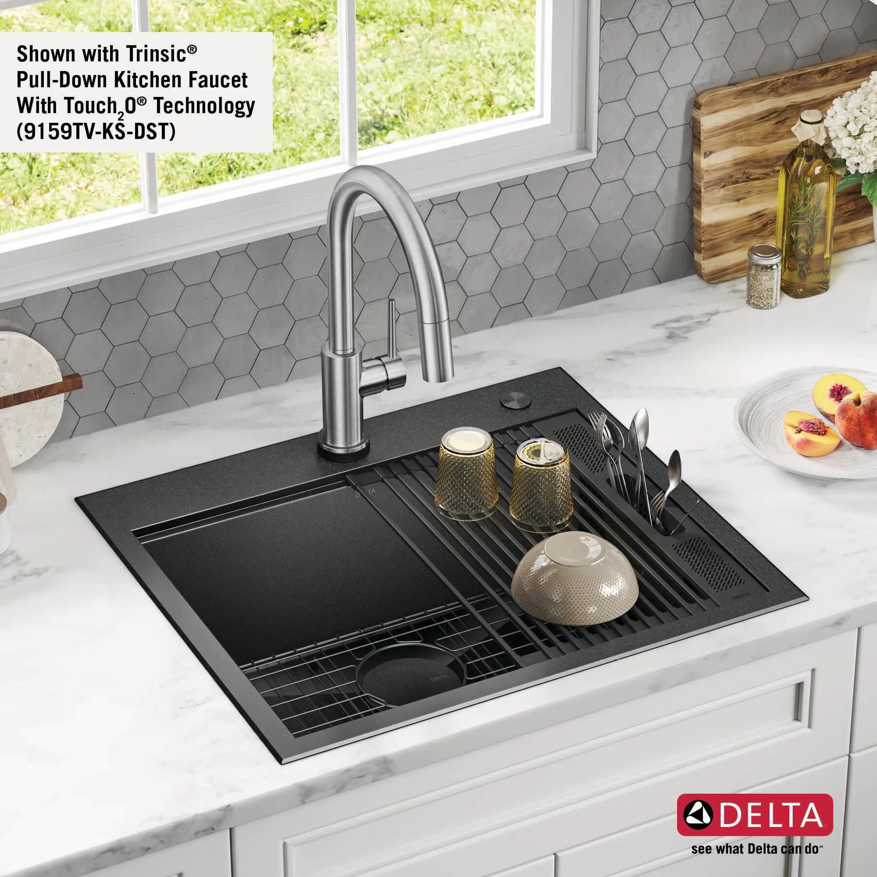 25&rdquo; Drop-In Top Mount&nbsp;16 Gauge Workstation Kitchen Sink Single Bowl&nbsp;with WorkFlow&trade; Ledge and Accessories